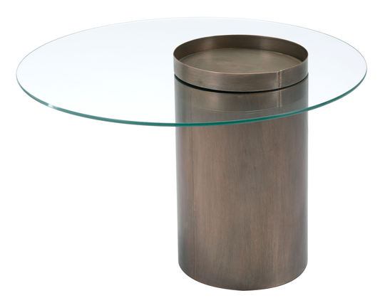 Emi Coffee Table Antique Gold | Brass End Table, Nightstand, Accent Drum Round