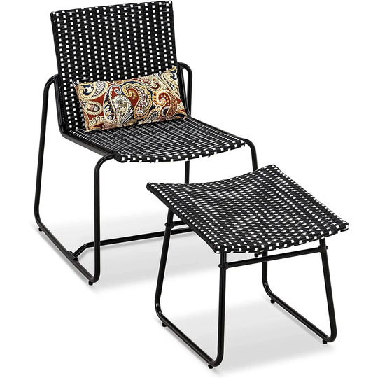 ivinta Patio Lounge Chairs, Outdoor Wicker Chaise Lounge Chairs - 32.6"D x 18.1"W x 31.5"H