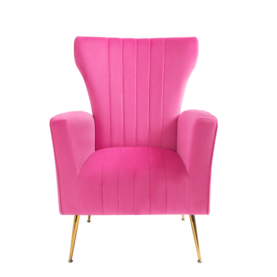 Velvet Accent Arm Chair Wingback Gold Legs Upholstered Single Sofa