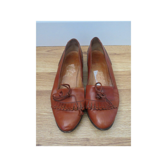 Vintage Leather Loafers Size 6 Women's Fringe Flats