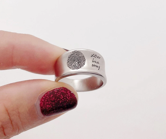 Custom Fingerprint Ring/Personalized Handwriting Ring/Custom Engraved Ring/Men's Ring/Memorial Gift/Memorial Ring