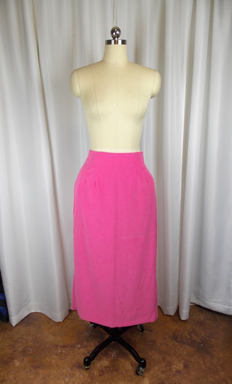 Bright Pink Midi Length Pencil Skirt With Brush Finish Briggs Label