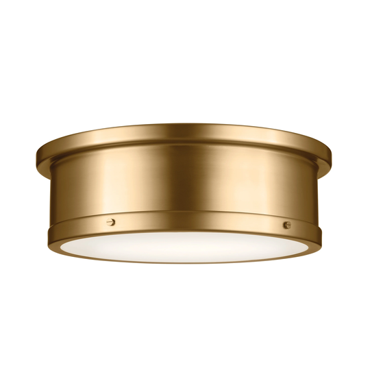 Kichler Lighting Serca 18 in. 3-Light Brushed Natural Brass Flush Mount Light