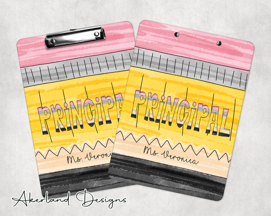 Principal Pencil Clipboard With Personalization Front & Back | Gift For Teachers To School