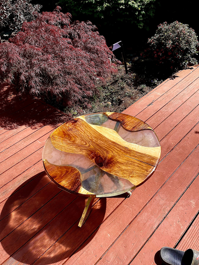Live Edge /Transparent River Table in Walnut/Circular Design/ Coffee/Wine/Dining Table/ This Is Sold/ Message Me For Custom Orders