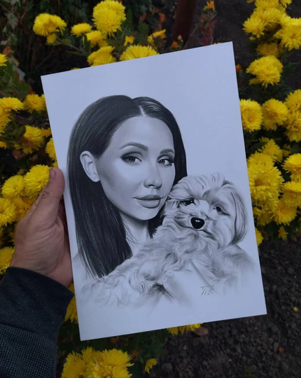 Memorial Gift For Loss Of Husband, Memorable Pet Portrait With Pencils, Child Birthday Gift, Original Christmas Present