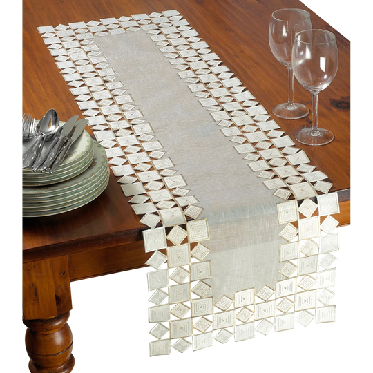 Violet Linen Sevill Decorative Embroidered Cutwork Table Runner