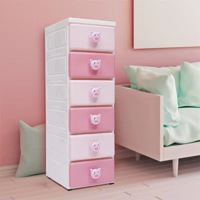 Mihos 6 Plastic Drawer Storage Chest Pink Storage Cabinet Boxes Kids Storage Dressers