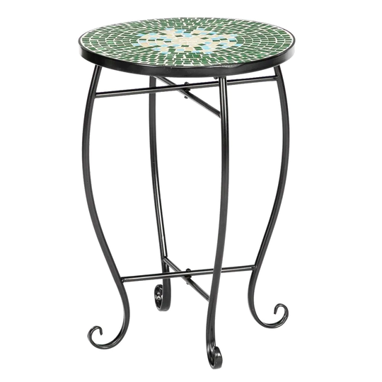 Pretty Color Glass Round Terrace Bistro Table End Table Coffee Table