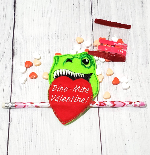 Valentine Dinosaur Heart Pencil Holder - Valentines For Classmates Party Game Kids Favors