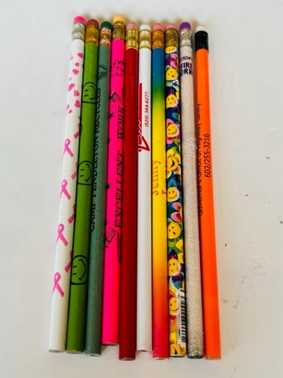 Pencil Vtg School Advertising Writing Instrument Lot Cartoon Anime Rainbow Neon