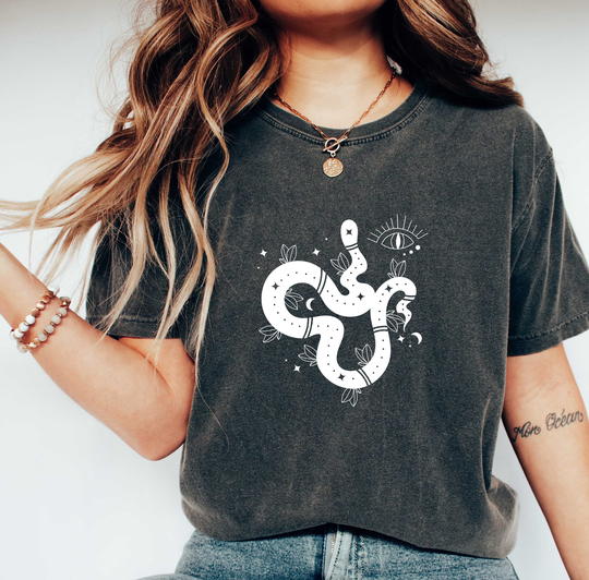 Comfort Colors Celestial Shirt, Cobra & A Flower Boho Comfy Oversized Lover Tee