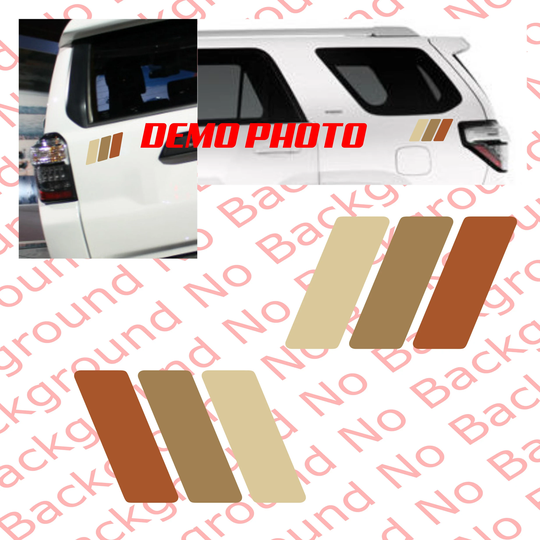 Many Colors & Sizes - Brown Tri 3 Color Retro Racing Stripes Rainbow Vinyl Die Cut Decal Fits 4Runner Tacoma Tundra Off Road Sports Ty009