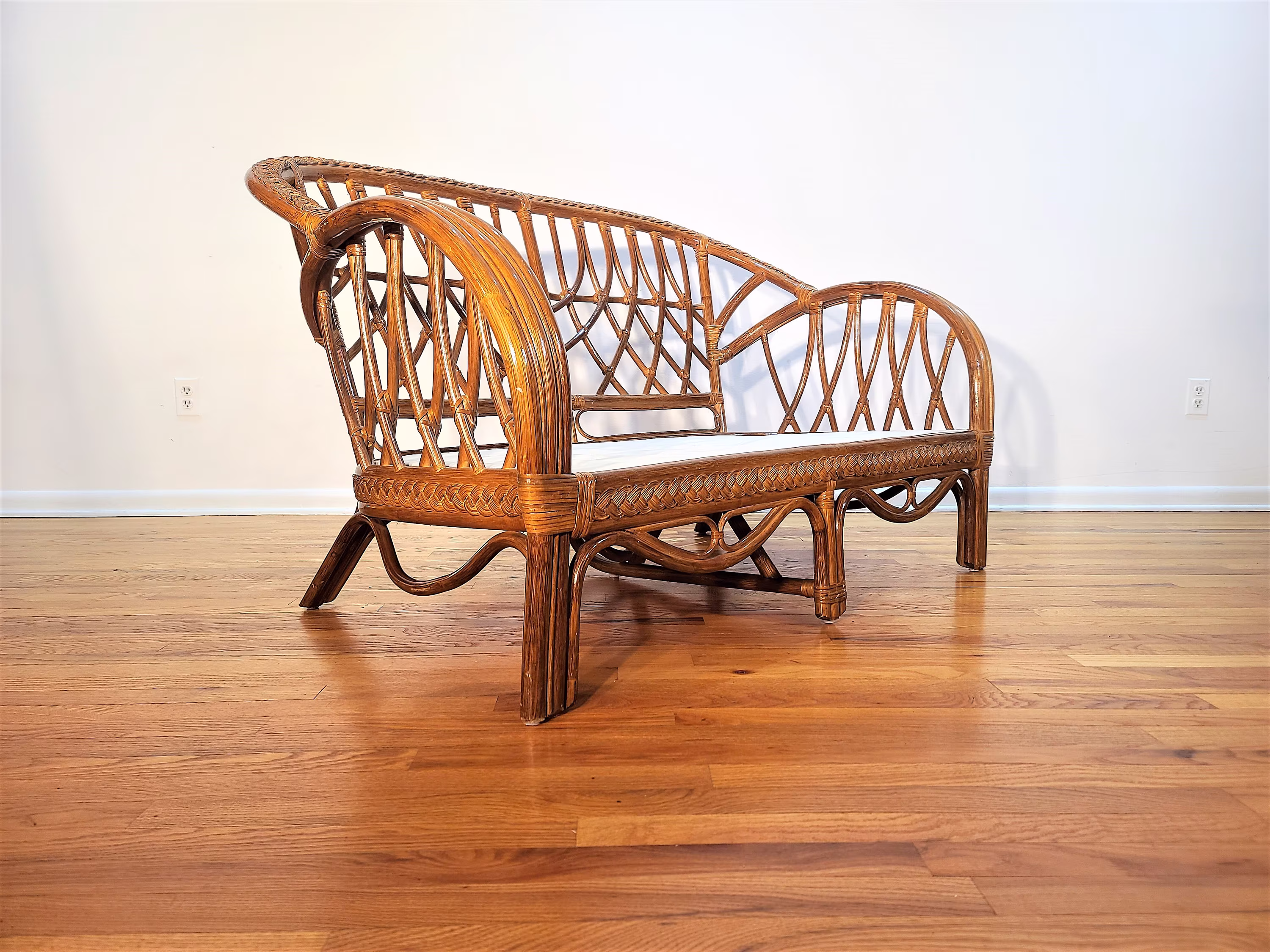 Vintage Bentwood Rattan Loveseat Sofa