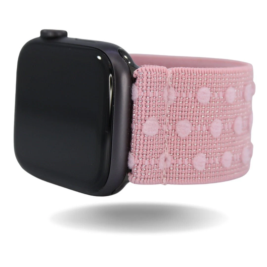 Elastic Watch Band For Apple - All Series | Models 1 8, Se, Ultra Extra Wide Textured Pink Glitter Dots