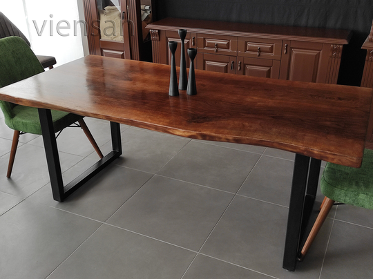 Dining Table, Office Desk, Live Edge Solid Wood Dining Industrial Decor, Table
