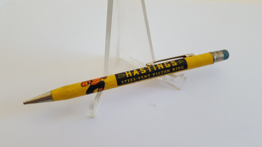 Vintage Circa 1940's Advertising Mechanical Pencil Hastings Steel Vent Piston Ring, Collier Auto Supply Harrison, Arkansas