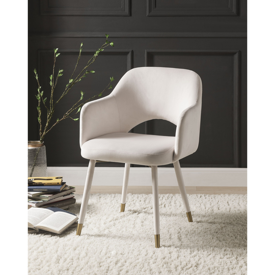 Accent Chair for Dinning room Living room, Cream Velvet & White