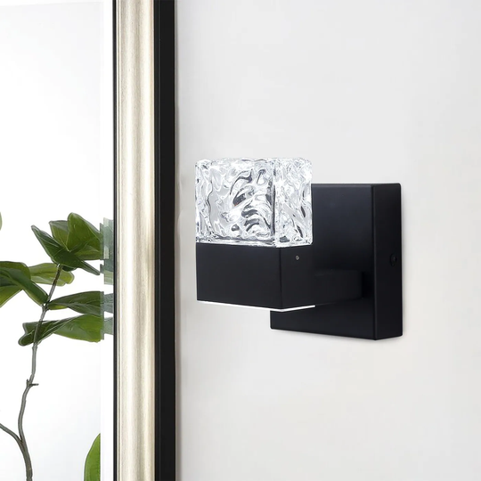 Modern Black Textured Glass LED Vanity Light Fixture