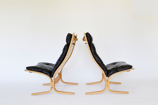 Sold Scandinavian Mid Century Modern Original Vintage Plywood Leather Highback Siesta Chair By Ingmar Relling For Westnofa Norway, Set Of 2