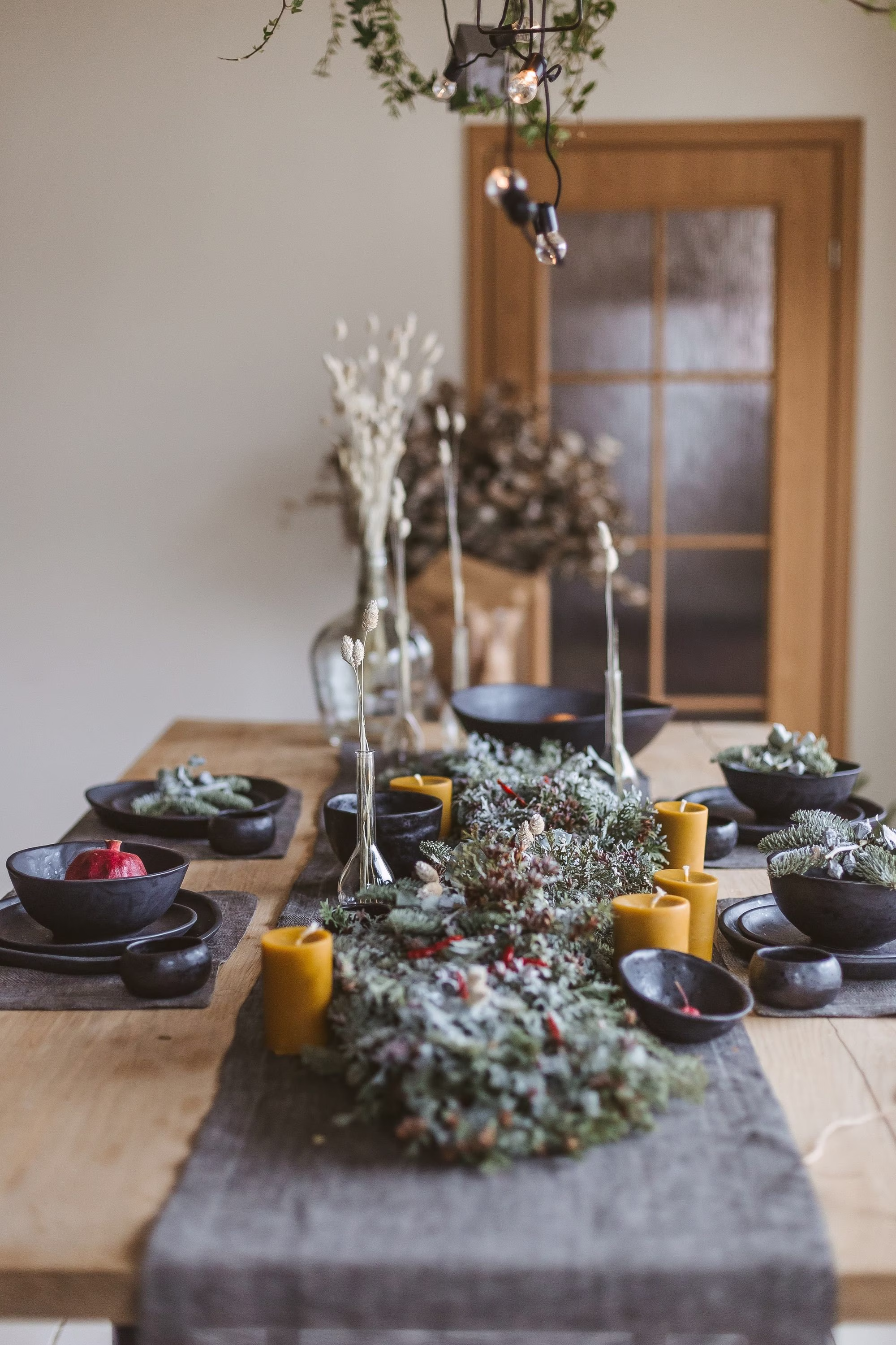 Grey Linen Christmas Table Runner For Rustic Holiday. Natural Farmhouse, Housewarming Gift. Various Colors, Sizes