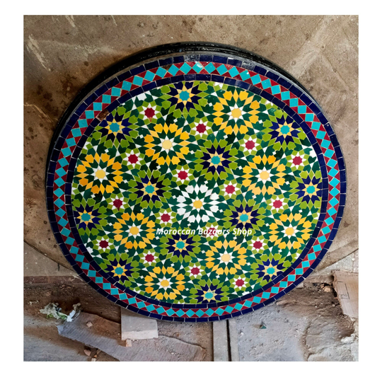 Moroccan Mosaic Table, Handcrafted Round Table, Outdoor/ Indoor Multi-Colors Home Decor