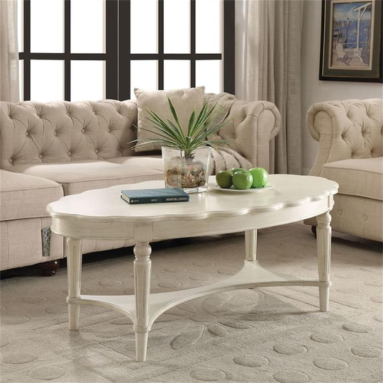 Modern Oval Coffee Table, Sofa Table With Storage Shelf