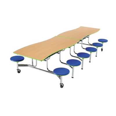 Mobile Stool Wave Rectangular Bench Cafeteria Table