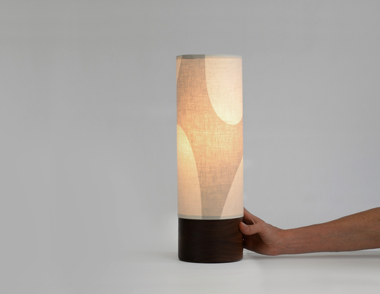 Mid-Century Style Table Lamp/Contemporary Warm Ambient Light Wood & Linen Fabric