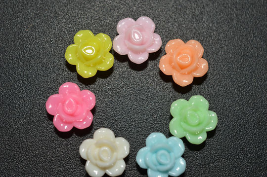 Adorable Assorted Color Acrylic 13x8mm Rose Beads | 4170020 E6-4-01