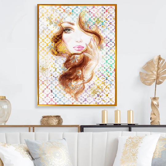 Designart 'Multi-Color Female Luxury Portrait II' Fashion Framed Canvas Art Print