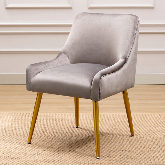 Velvet Wide Accent Chair Side Chair with Swoop Arm Metal Legs