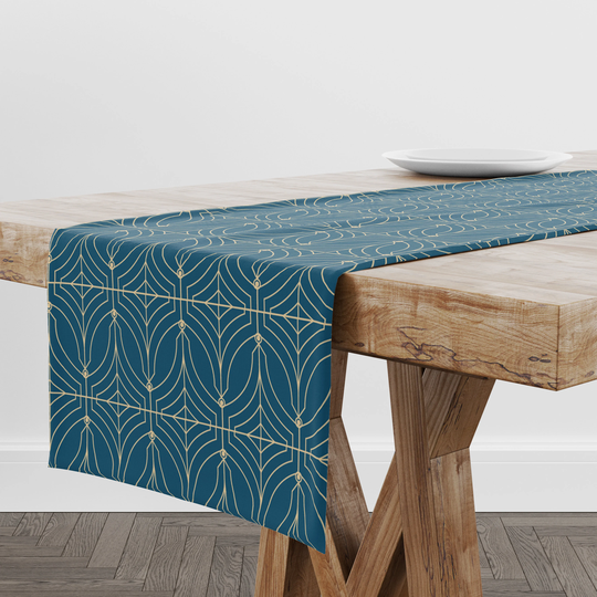 Table Runner Navy Blue Art Deco Ii | Unique Design Decor High Quality Textile & Print Made in Eu