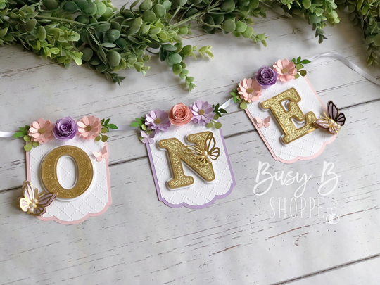 Butterfly Theme High Chair Banner | 1st Birthday Garden Decor