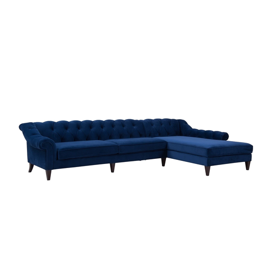 Strick & Bolton Santora Navy Blue Tufted Right-facing Sectional Sofa