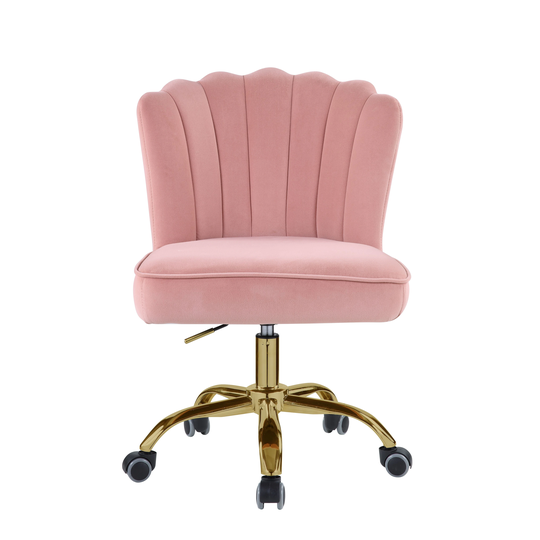 Moyle Office Chair in Rose Quartz Velvet Gold Finish