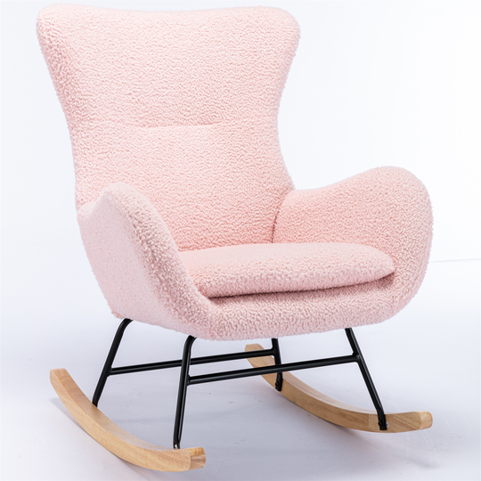 Comfortable and Lovely Warm Teddy Fabric Padded Seat Rocking Chair