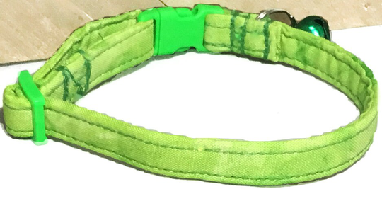 Bright Green Cat Collar With Neon Plastic Breakaway Buckle & Bell /Matching Flower Option/Color Selection