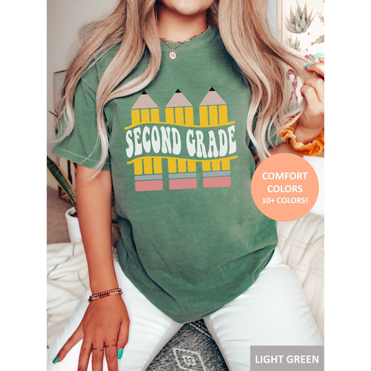 Second Grade Pencil Teacher Shirt, Comfort Colors Tee, Back To School Gift For Appreciation, Hello 2nd Teaching Outfit