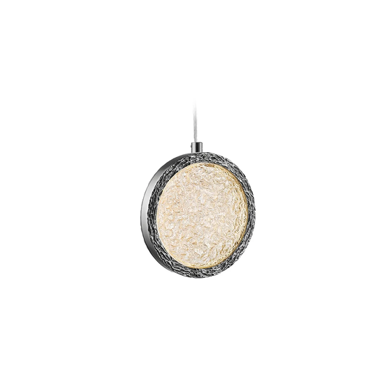 Avenue Lighting Bottega Collection polished nickel solid brass and beveled glass LED round pendant. - 10