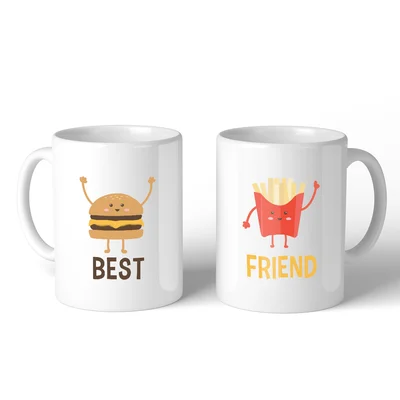 Plouffe Hamburger and Fries BFF 2 Piece Coffee Mug Set