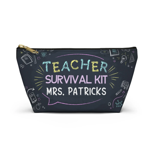 Personalized Teacher's Survival Kit Name Pouch, Custom Pencil Case Thank You Gift For Teacher End Of Year School