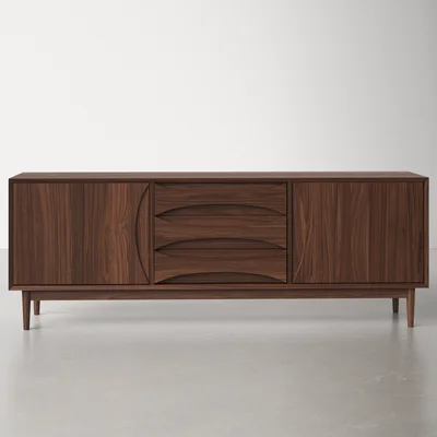 Byrd 78.75'' Wide 3 Drawer Walnut Solid Wood Sideboard