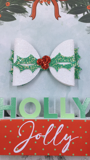 Holly Christmas Bow Die 4.5 Inch