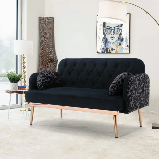 Vintage Style Velvet Sofa , Accent Sofa, Loveseat Sofa with Metal Feet