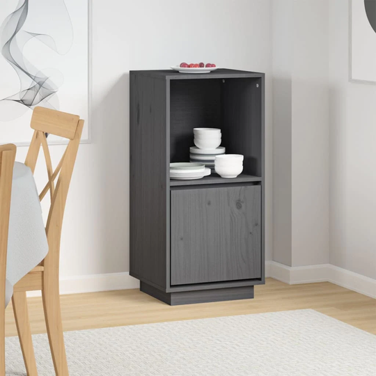 vidaXL Sideboard Gray 15"x13.8"x31.5" Solid Wood Pine