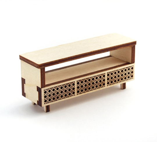 124 Scale Cane Credenza - Modern Dollhouse Furniture Kit