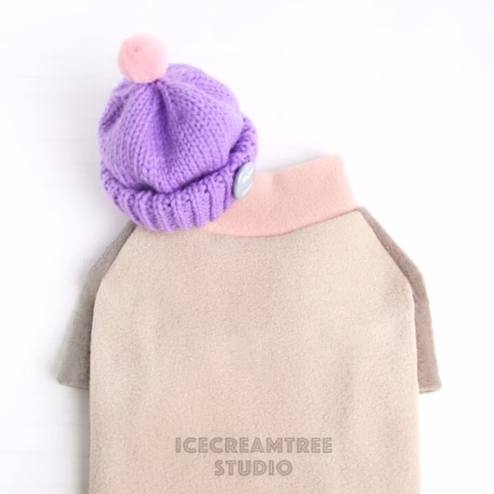 Muted Color Block Fleece Beanie Urban Look Outfit - Cozy Sweater, Dog Beanie, Cat Winter Outfit, Birthday Holiday Photo Gift