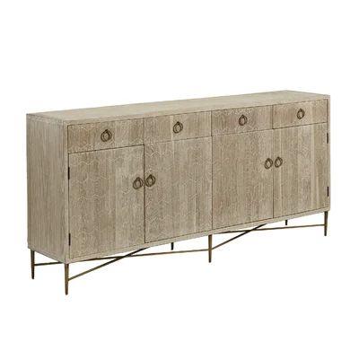 Emiko 78'' Wide 4 Drawer Oak Solid Wood Sideboard