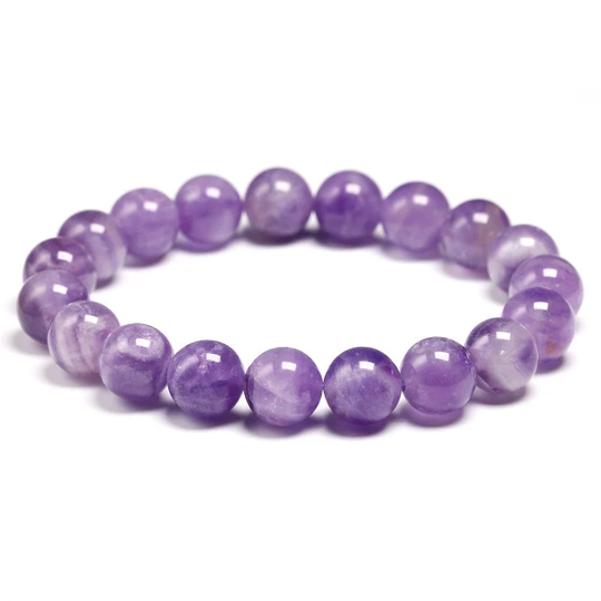 Natural Dream Amethysts Quartz, Energy Light Purple, Gemstone Bracelet, Women Beaded Stretch Gift Jewelry